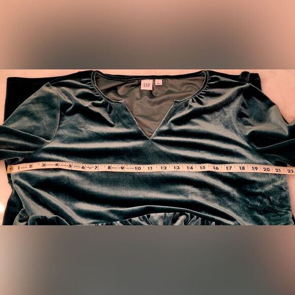 Gap ZEN Tropic Green Velvet MINI TIER DRESS - Size Large - Picture 7 of 11